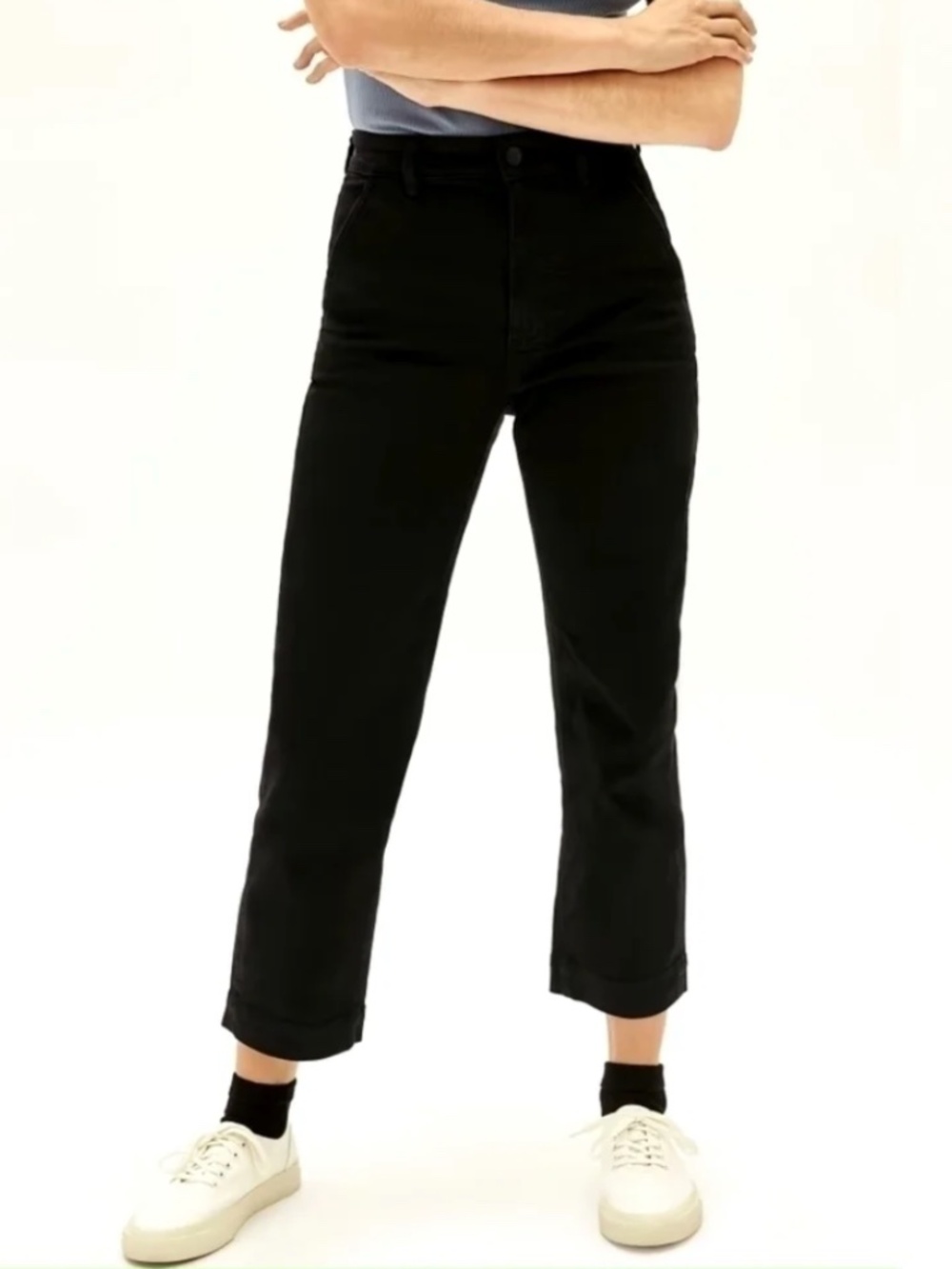 NWT Everlane The Straight Leg Crop Washed Black High Rise Ankle Size 16